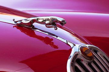 Image showing Red luxury retro sports car - Jaguar