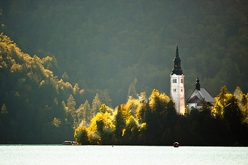 Image showing Panorama of Lake Bled in autumn.