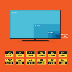 Image showing Flat 8K screen with set of HD stickers.