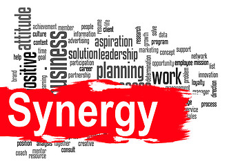 Image showing Synergy word cloud with red banner