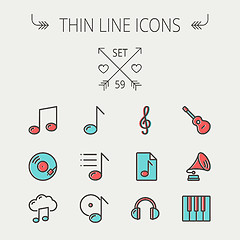 Image showing Music and entertainment thin line icon set