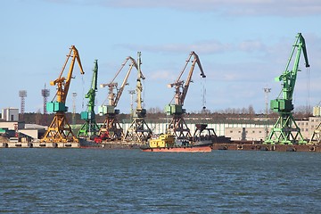 Image showing Dock with cranes