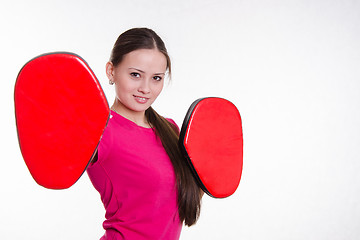 Image showing Athlete with boxing paws