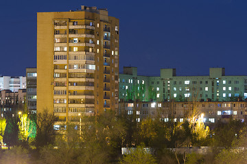 Image showing High-rise building in the night sky