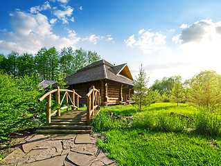 Image showing Wooden bridge and house