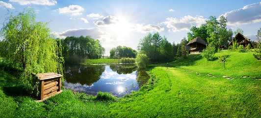 Image showing River and wooden house