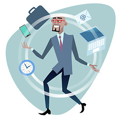 Image showing African businessman time management concept juggler