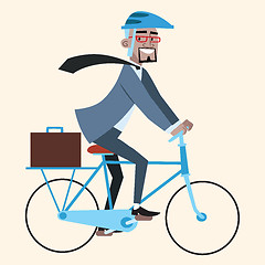 Image showing Black businessman on bike rides to work