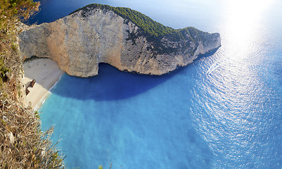 Image showing Broken ship at Shipwrech bay . Navagio beach, Zakinthos, Greece