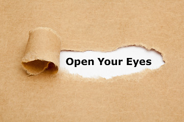 Image showing Open Your Eyes Torn Paper