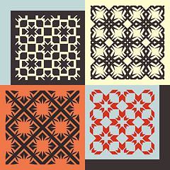 Image showing Set of four seamless patterns. Vintage geometric ornaments. 