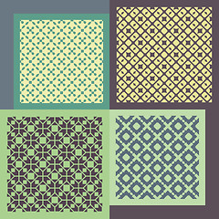 Image showing Set of four seamless patterns. Vintage geometric ornaments. 