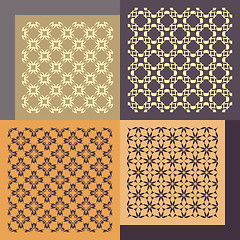 Image showing Set of four seamless patterns. Vintage geometric ornaments. 