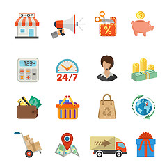 Image showing Internet Shopping and Delivery Flat Icon Set