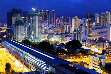 Image showing Long Ping, hong kong urban downtown at night