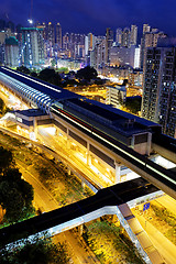 Image showing Long Ping, hong kong urban downtown at night