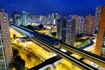 Image showing Long Ping, hong kong urban downtown at night