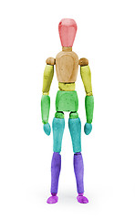 Image showing Wood figure mannequin with bodypaint - Rainbow flag