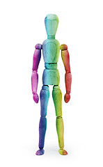 Image showing Wood figure mannequin with bodypaint - Multi colored