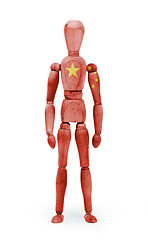 Image showing Wood figure mannequin with flag bodypaint - China