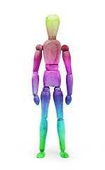 Image showing Wood figure mannequin with bodypaint - Multi colored