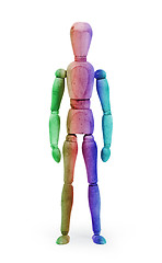 Image showing Wood figure mannequin with bodypaint - Multi colored