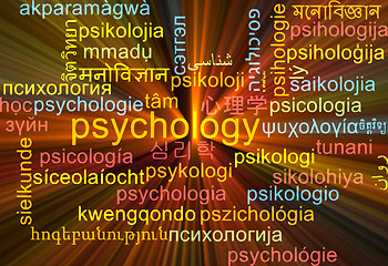 Image showing Psychology multilanguage wordcloud background concept glowing