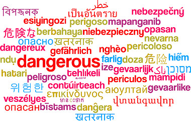 Image showing Dangerous multilanguage wordcloud background concept