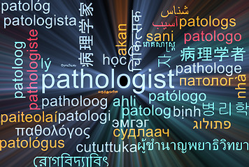 Image showing Pathologist multilanguage wordcloud background concept glowing