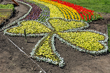 Image showing Works on laying of flowerbeds.