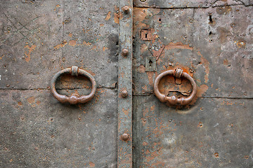 Image showing Old vintage metal door texture