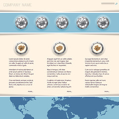 Image showing Simplistic website template with 3d metallic buttons 