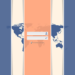 Image showing Classy striped login screen with world map