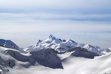 Image showing Snowy winter mountains. Caucasus Mountains