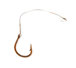 Image showing Old rusty fishhook isolated on white background