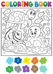 Image showing Coloring book with sea animals 4