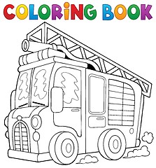 Image showing Coloring book fire truck theme 1