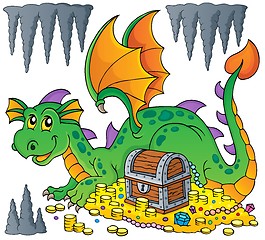 Image showing Dragon with treasure theme image 1