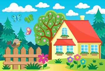 Image showing Garden and house theme background 1