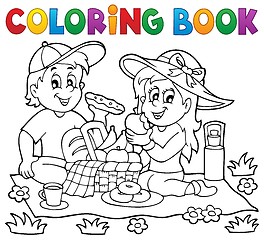 Image showing Coloring book picnic theme 1