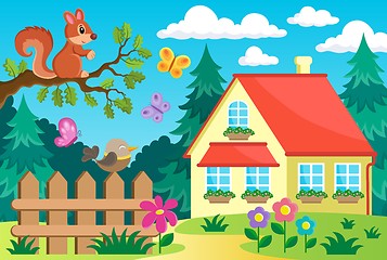 Image showing Garden and house theme background 2