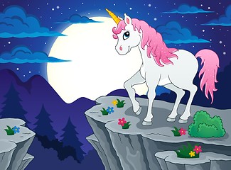 Image showing Night scenery with unicorn