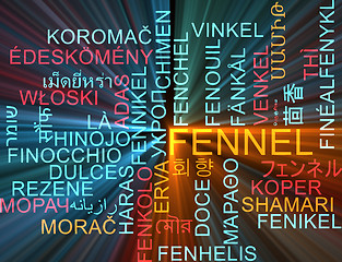 Image showing Fennel multilanguage wordcloud background concept glowing