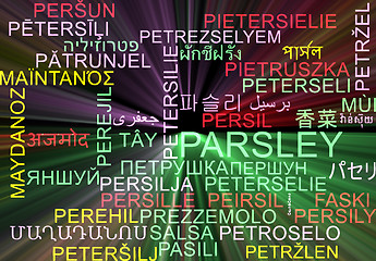 Image showing Parsley multilanguage wordcloud background concept glowing