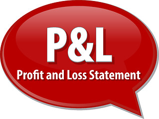 Image showing P&L acronym word speech bubble illustration