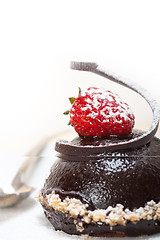 Image showing fresh chocolate strawberry mousse 