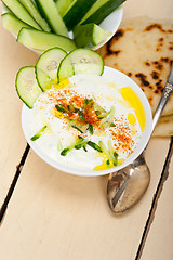 Image showing Arab middle east goat yogurt and cucumber salad 