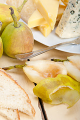 Image showing fresh pears and cheese