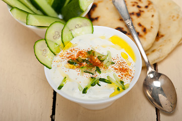 Image showing Arab middle east goat yogurt and cucumber salad 