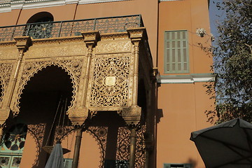 Image showing Mashrabiya a type of projecting oriel window enclosed with carved wood latticework_4705